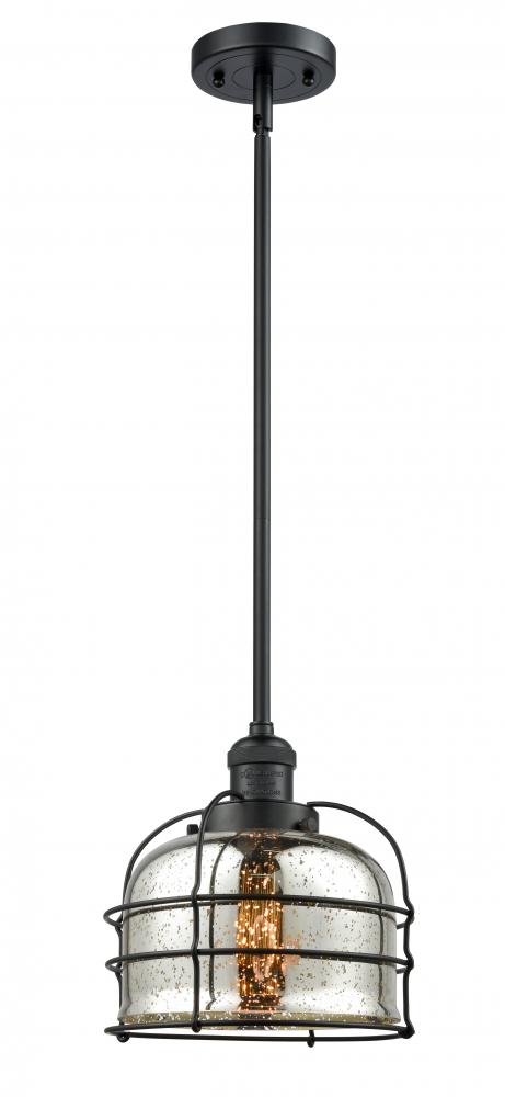 Bell Cage - 1 Light - 9 inch - Matte Black - Stem Hung - Mini Pendant