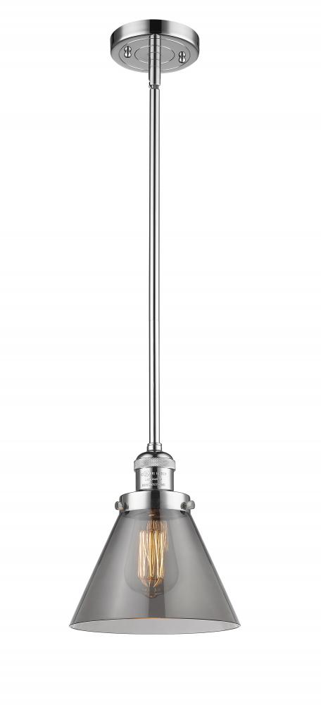 Cone - 1 Light - 8 inch - Polished Chrome - Stem Hung - Mini Pendant