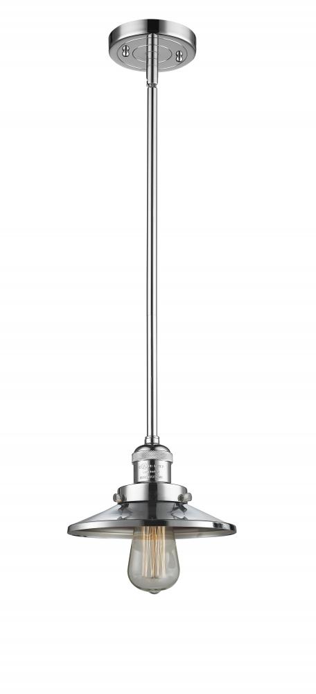 Railroad - 1 Light - 8 inch - Polished Chrome - Stem Hung - Mini Pendant