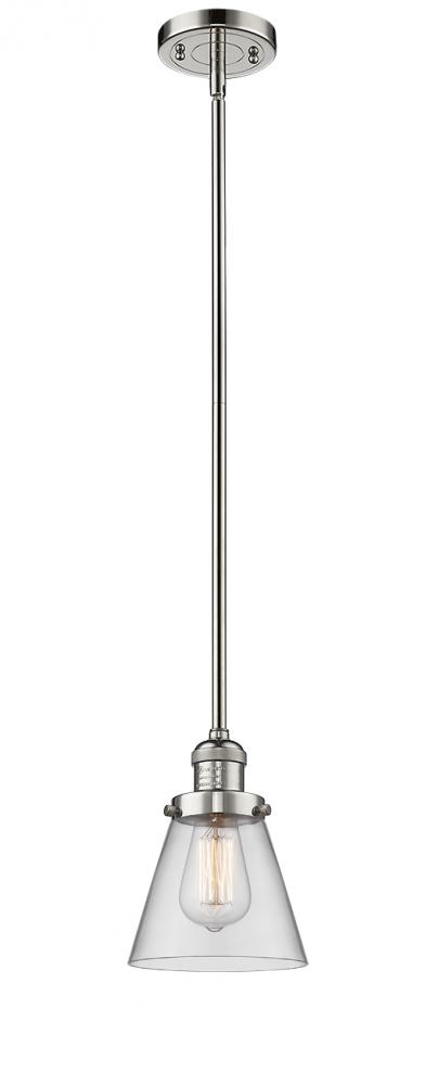 Cone - 1 Light - 6 inch - Polished Nickel - Stem Hung - Mini Pendant