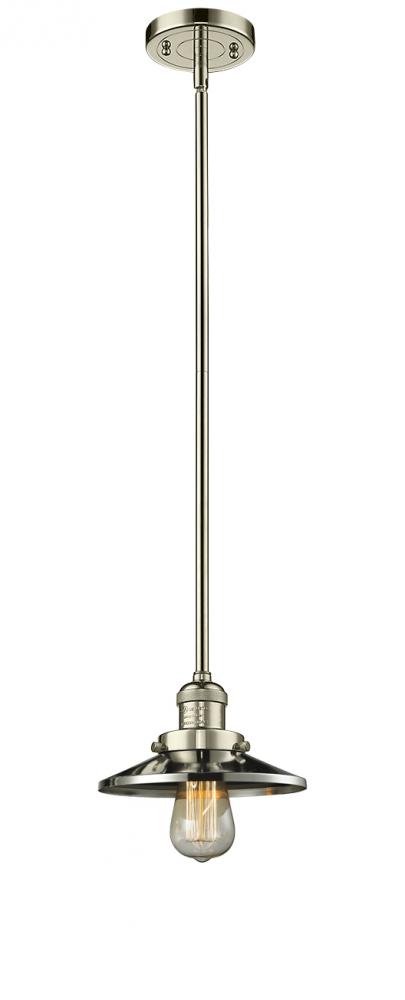 Railroad - 1 Light - 8 inch - Polished Nickel - Stem Hung - Mini Pendant