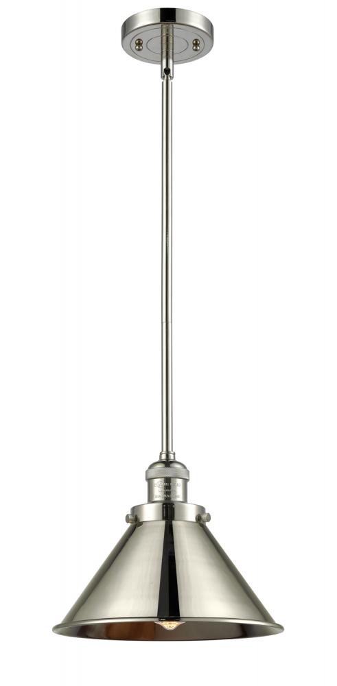 Briarcliff - 1 Light - 10 inch - Polished Nickel - Stem Hung - Mini Pendant