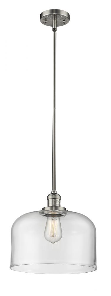 Bell - 1 Light - 12 inch - Brushed Satin Nickel - Stem Hung - Mini Pendant