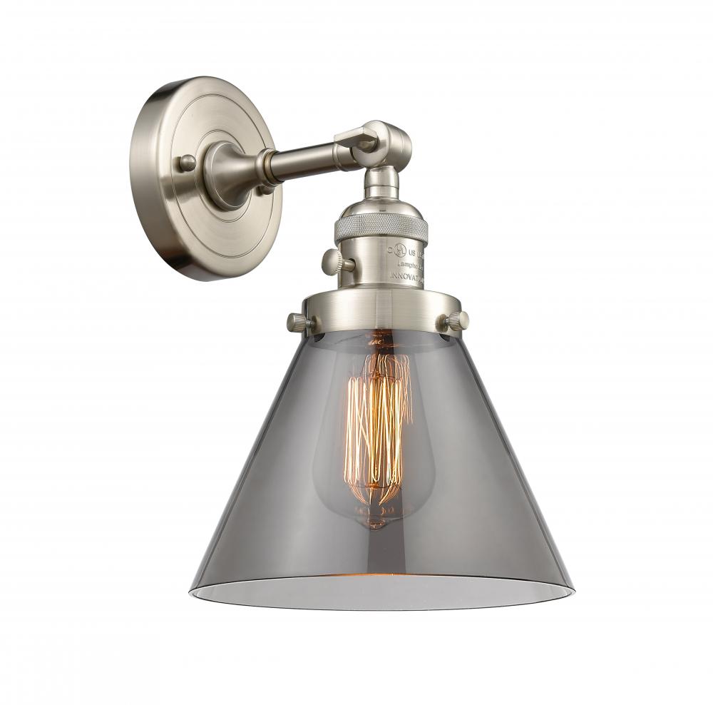 Cone - 1 Light - 8 inch - Brushed Satin Nickel - Sconce