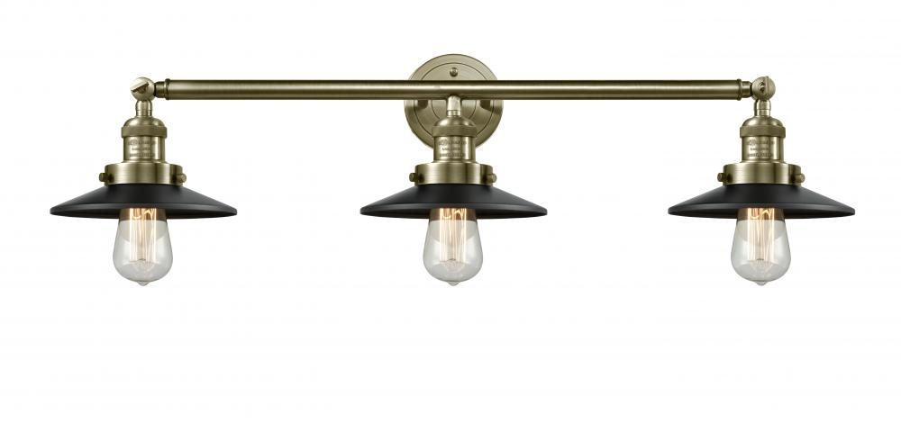 Railroad - 3 Light - 32 inch - Antique Brass - Bath Vanity Light