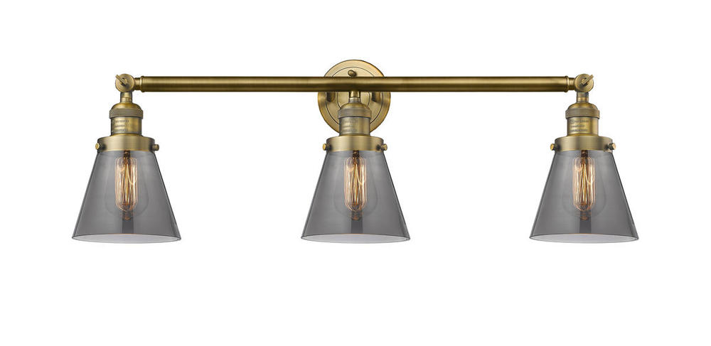 Cone - 3 Light - 30 inch - Brushed Brass - Bath Vanity Light