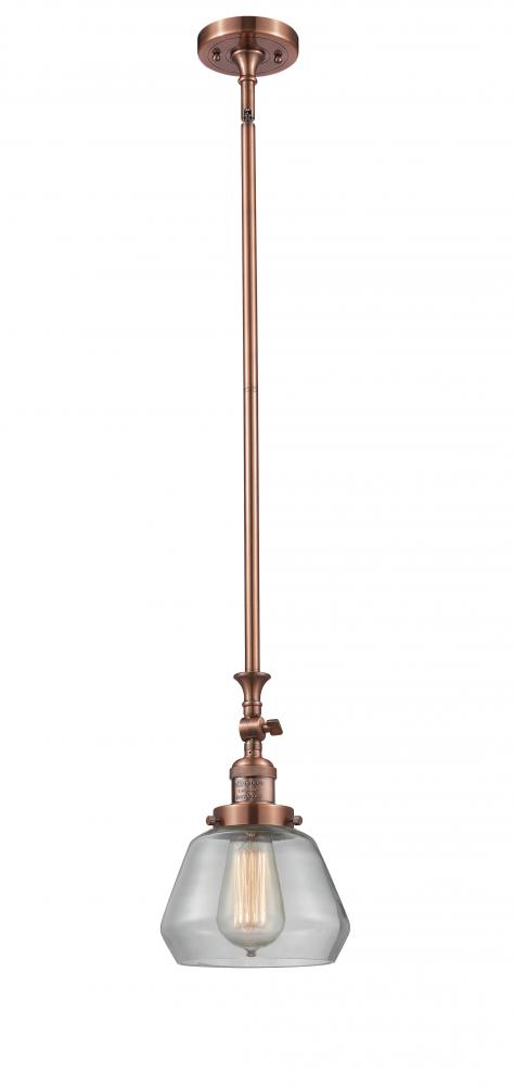 Fulton - 1 Light - 7 inch - Antique Copper - Stem Hung - Mini Pendant