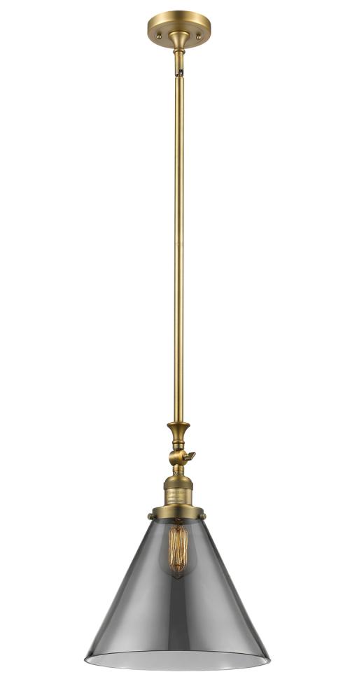 Cone - 1 Light - 12 inch - Brushed Brass - Stem Hung - Mini Pendant