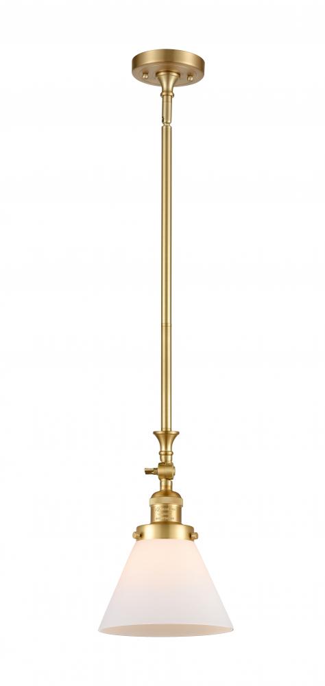 Cone - 1 Light - 8 inch - Satin Gold - Stem Hung - Mini Pendant