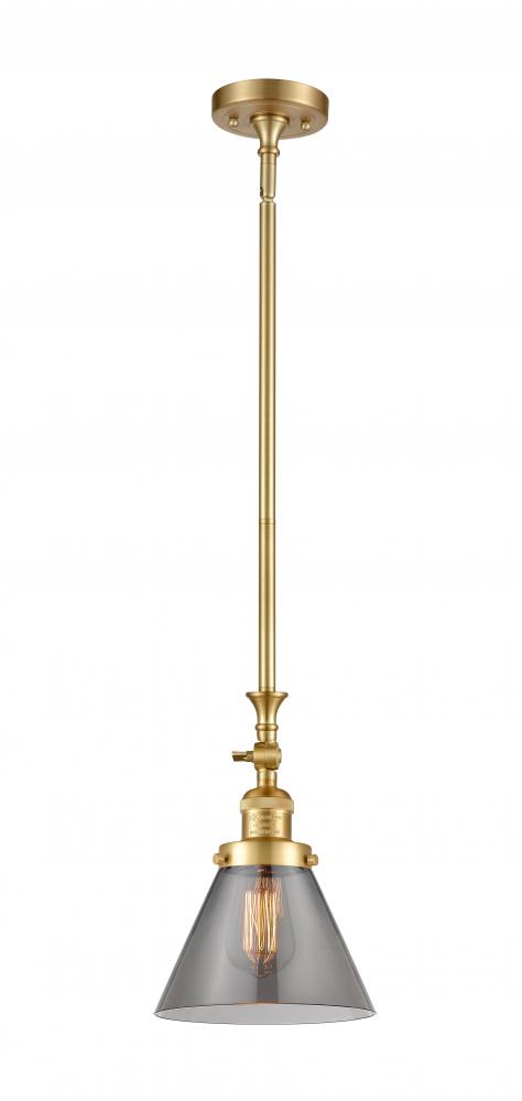 Cone - 1 Light - 8 inch - Satin Gold - Stem Hung - Mini Pendant