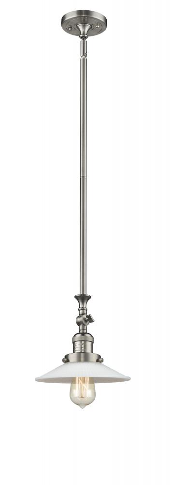 Halophane - 1 Light - 9 inch - Brushed Satin Nickel - Stem Hung - Mini Pendant