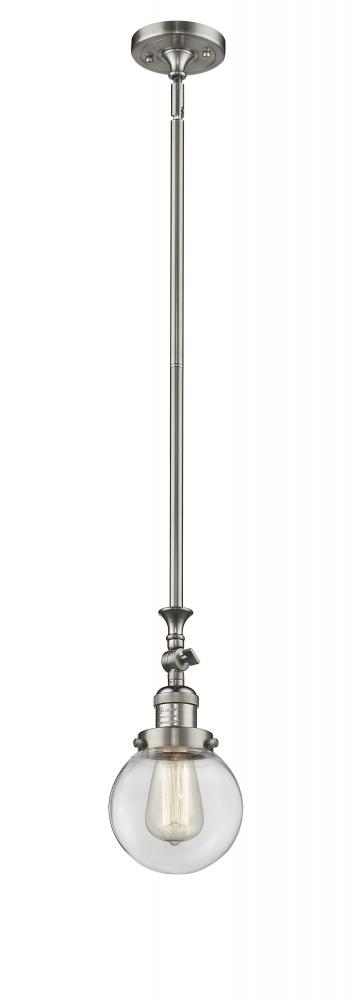 Beacon - 1 Light - 6 inch - Brushed Satin Nickel - Stem Hung - Mini Pendant