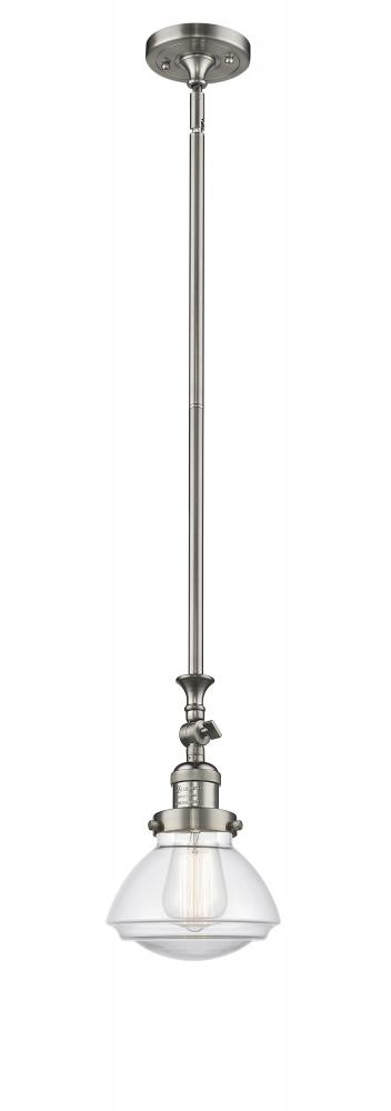 Olean - 1 Light - 7 inch - Brushed Satin Nickel - Stem Hung - Mini Pendant