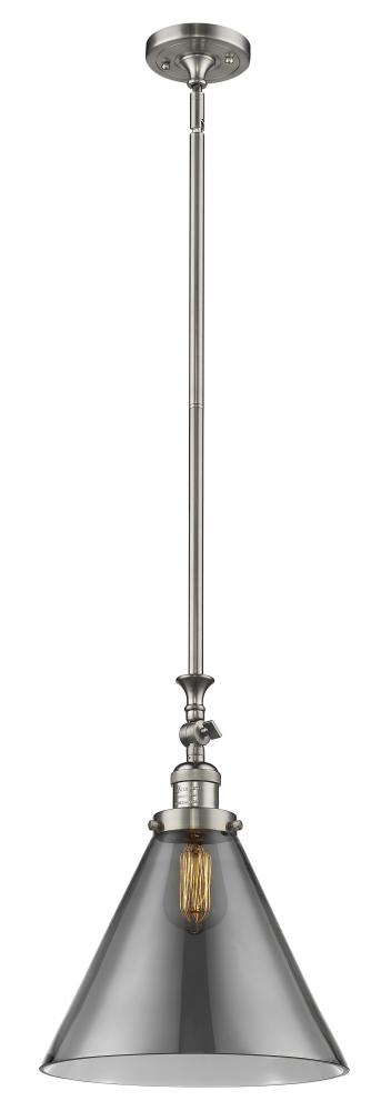 Cone - 1 Light - 12 inch - Brushed Satin Nickel - Stem Hung - Mini Pendant