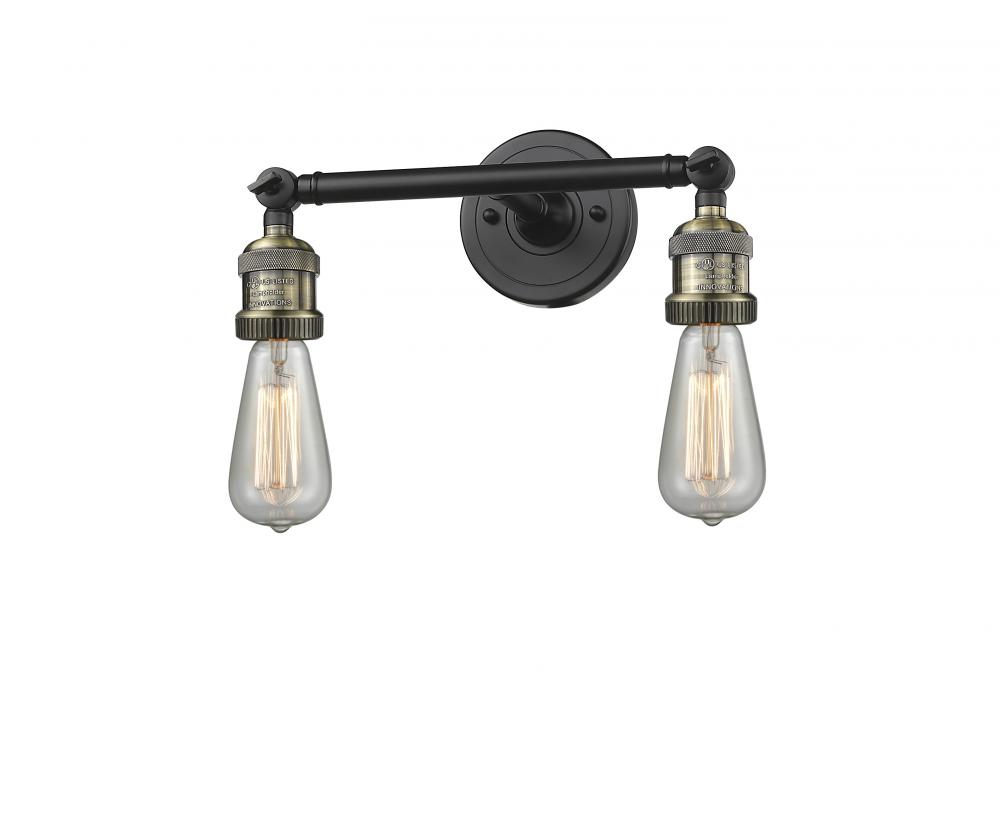Bare Bulb - 2 Light - 11 inch - Black Antique Brass - Bath Vanity Light