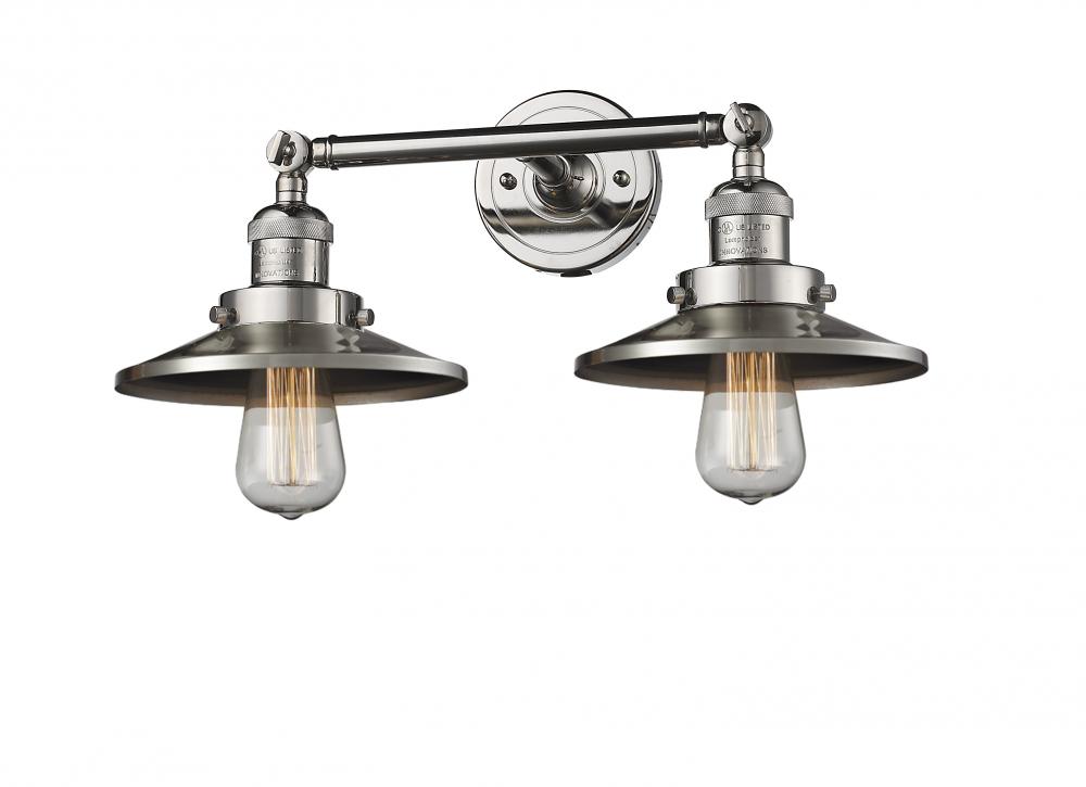 Railroad - 2 Light - 18 inch - Polished Nickel - Bath Vanity Light