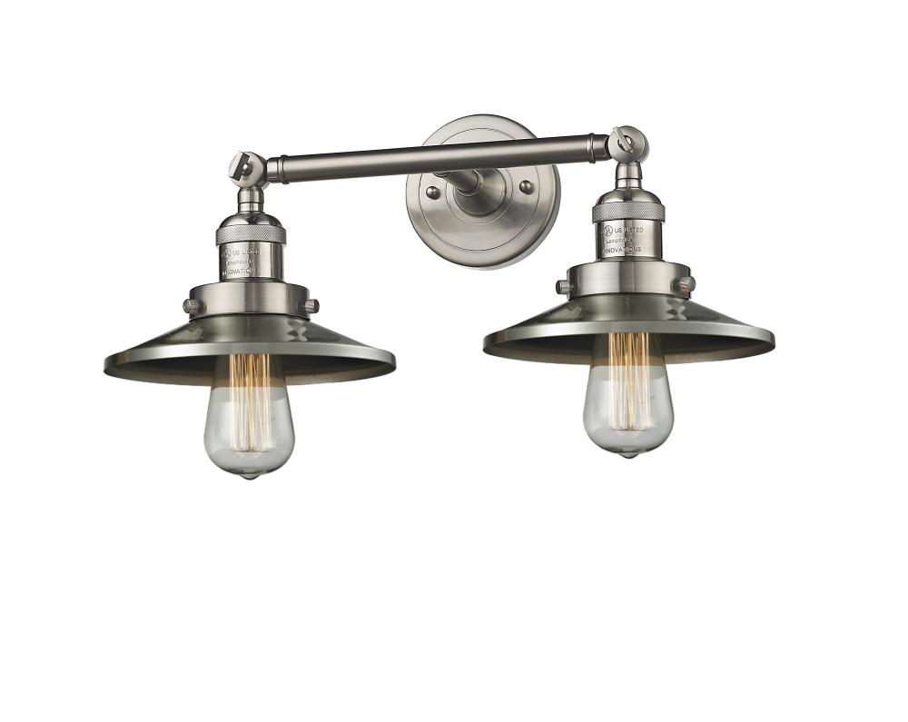 Railroad - 2 Light - 18 inch - Brushed Satin Nickel - Bath Vanity Light