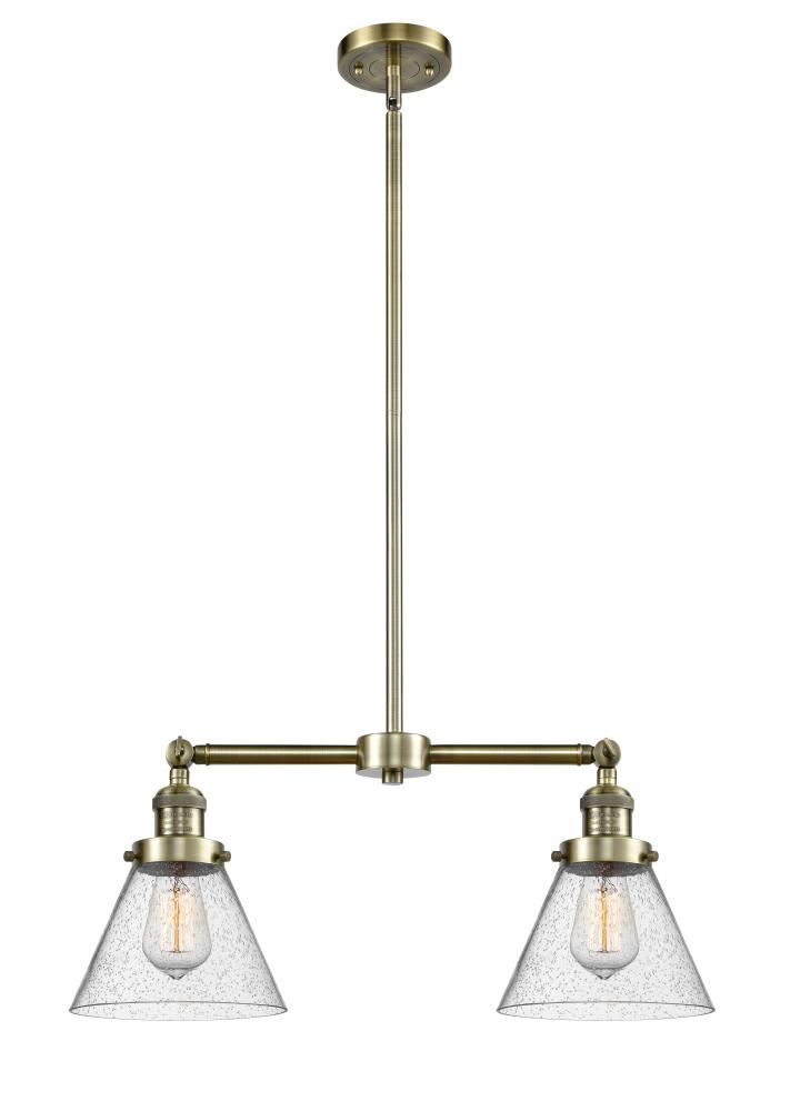 Cone - 2 Light - 21 inch - Antique Brass - Stem Hung - Island Light