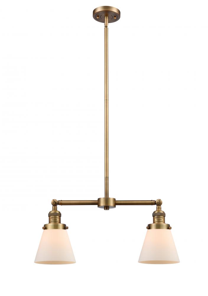 Cone - 2 Light - 21 inch - Brushed Brass - Stem Hung - Island Light