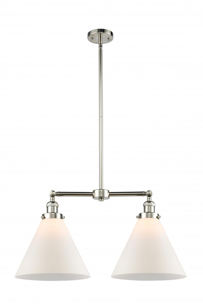 Cone - 2 Light - 21 inch - Polished Nickel - Stem Hung - Island Light