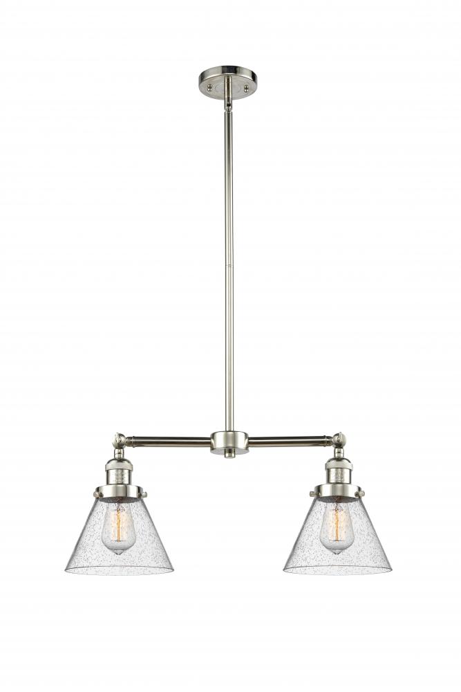 Cone - 2 Light - 21 inch - Polished Nickel - Stem Hung - Island Light