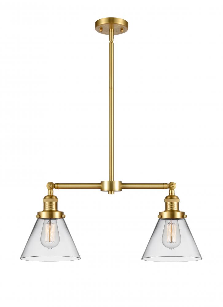 Cone - 2 Light - 21 inch - Satin Gold - Stem Hung - Island Light