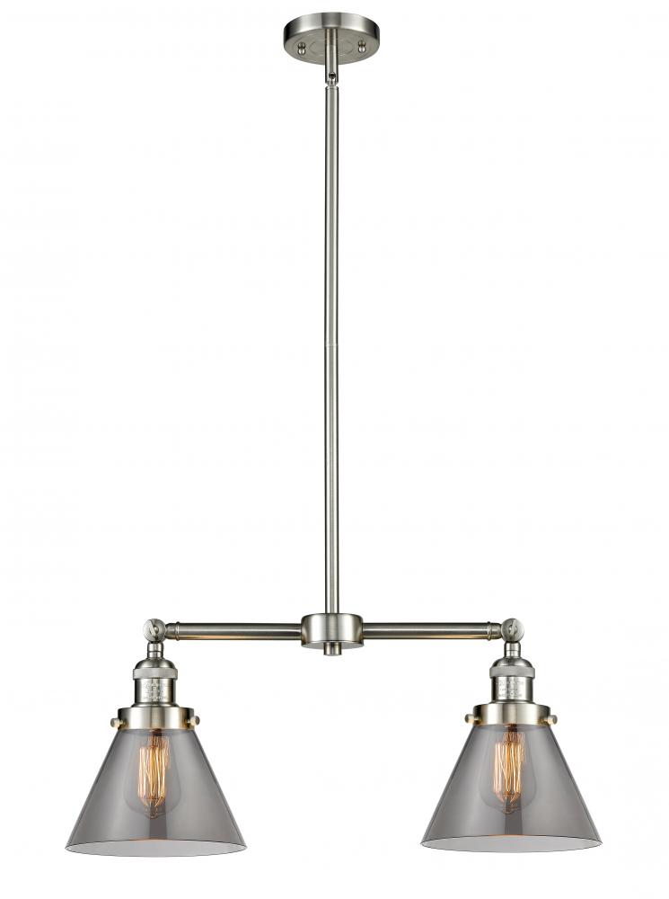 Cone - 2 Light - 21 inch - Brushed Satin Nickel - Stem Hung - Island Light