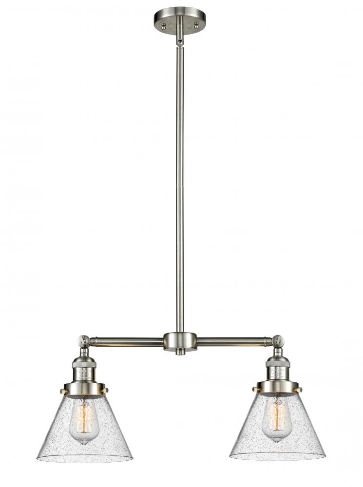 Cone - 2 Light - 21 inch - Brushed Satin Nickel - Stem Hung - Island Light