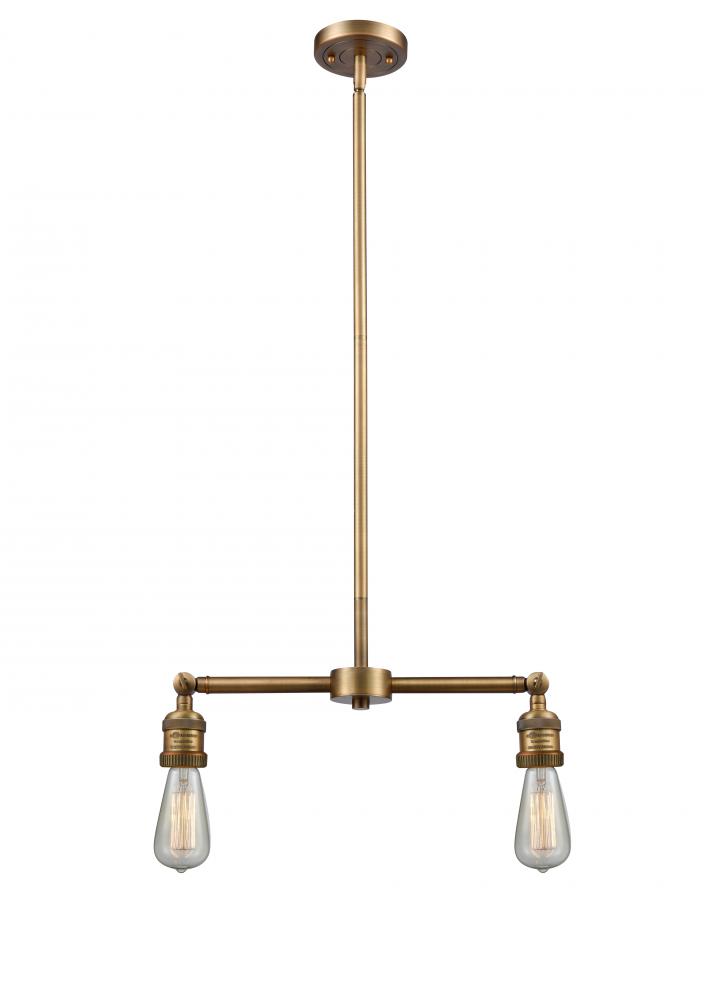 Bare Bulb - 2 Light - 8 inch - Brushed Brass - Stem Hung - Island Light