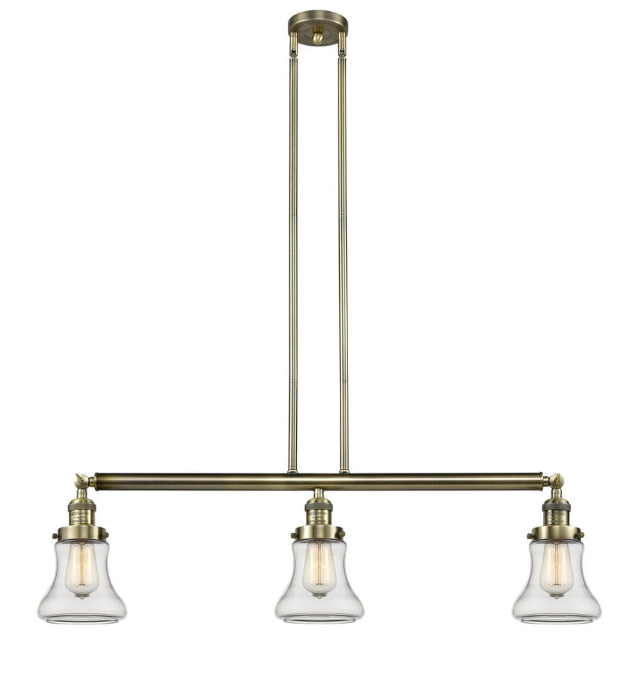 Bellmont - 3 Light - 39 inch - Antique Brass - Stem Hung - Island Light