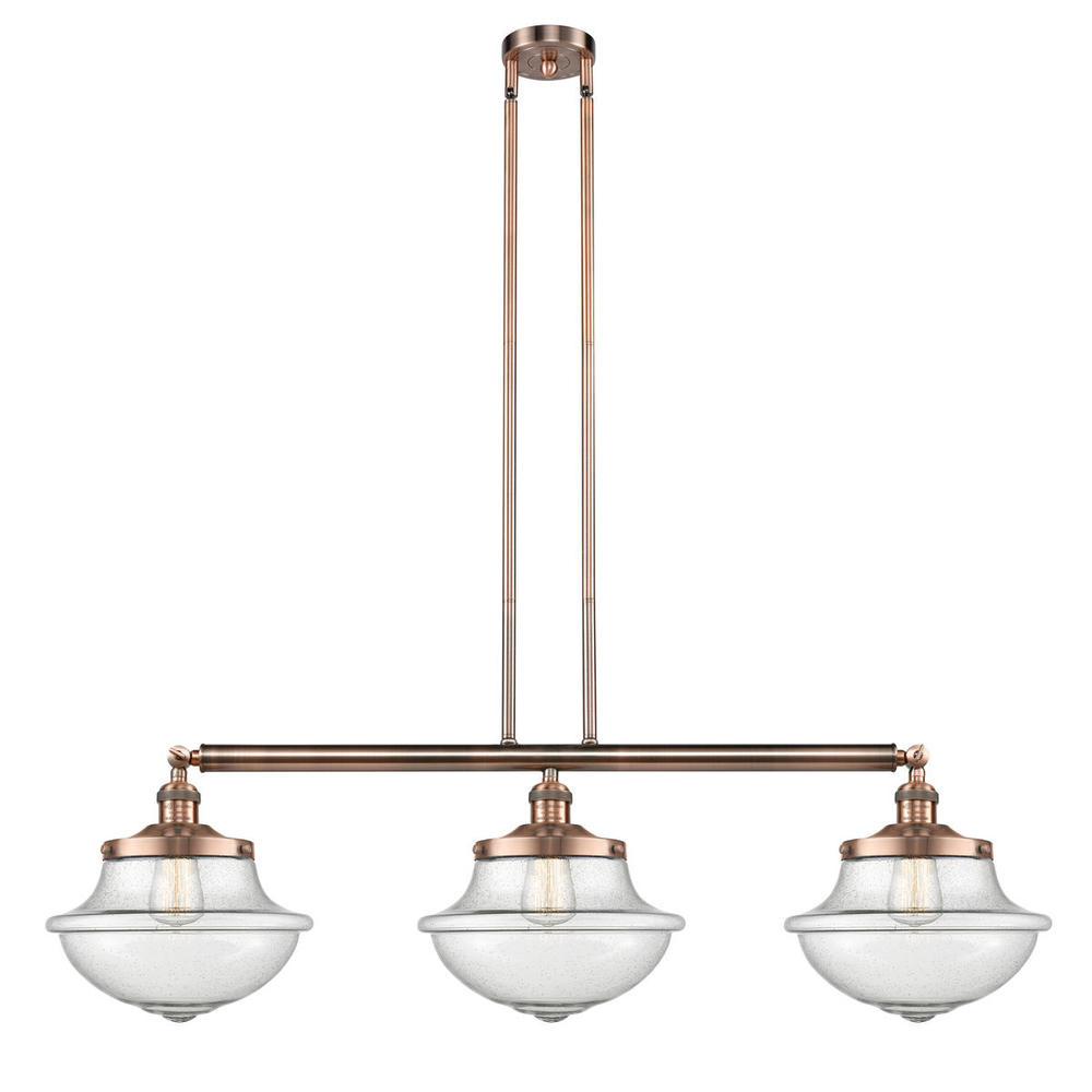 Oxford - 3 Light - 42 inch - Antique Copper - Stem Hung - Island Light