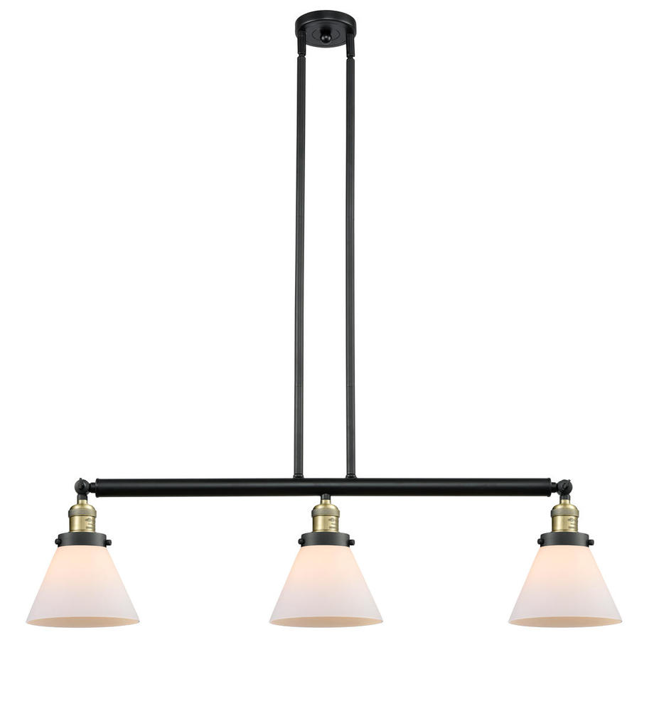 Cone - 3 Light - 40 inch - Black Antique Brass - Stem Hung - Island Light