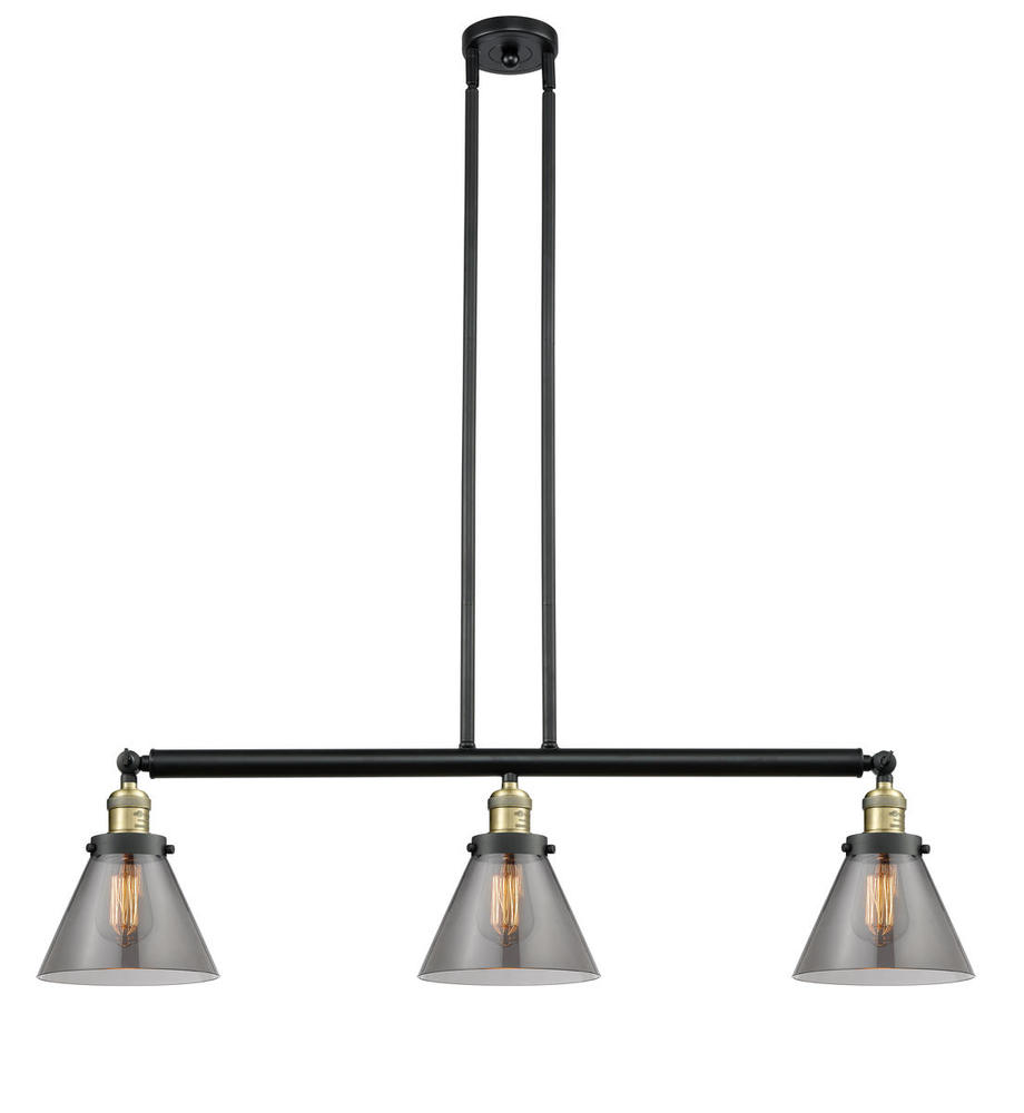 Cone - 3 Light - 40 inch - Black Antique Brass - Stem Hung - Island Light