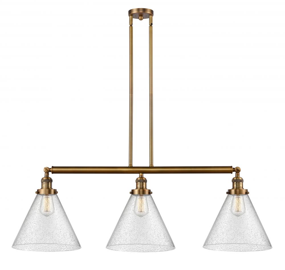 Cone - 3 Light - 44 inch - Brushed Brass - Stem Hung - Island Light