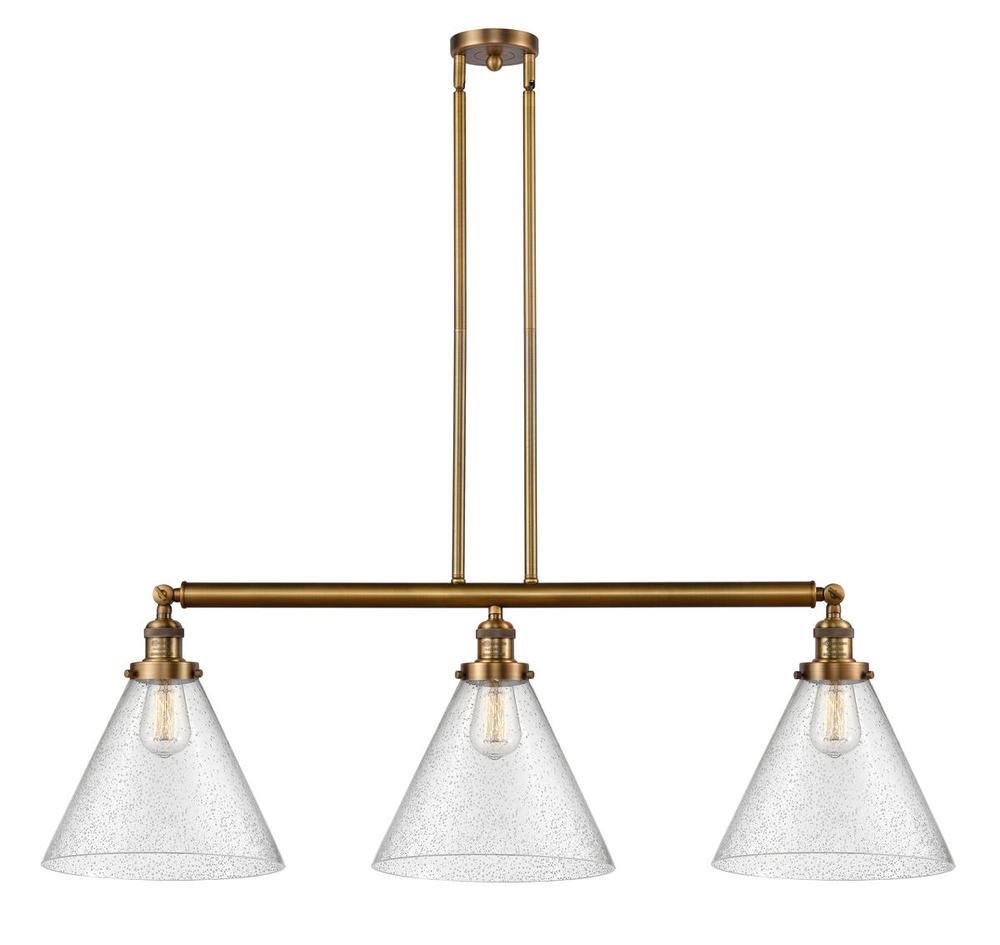 Cone - 3 Light - 44 inch - Brushed Brass - Stem Hung - Island Light