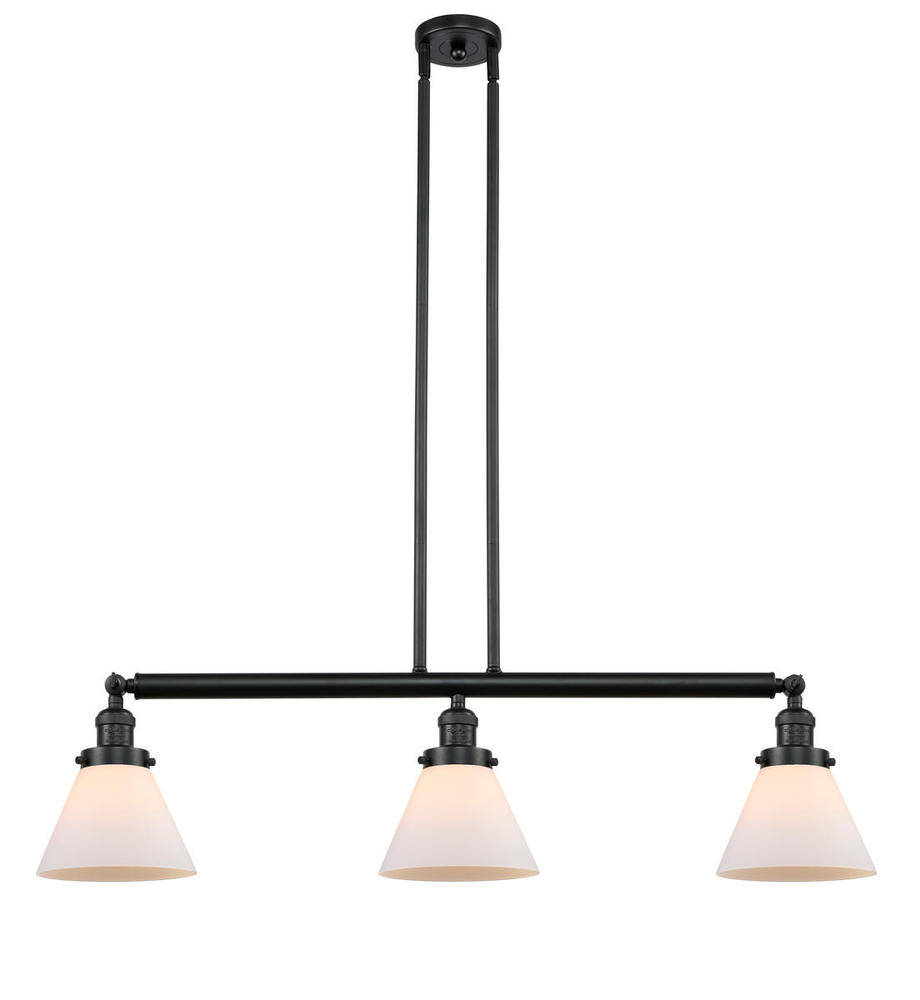 Cone - 3 Light - 40 inch - Matte Black - Stem Hung - Island Light