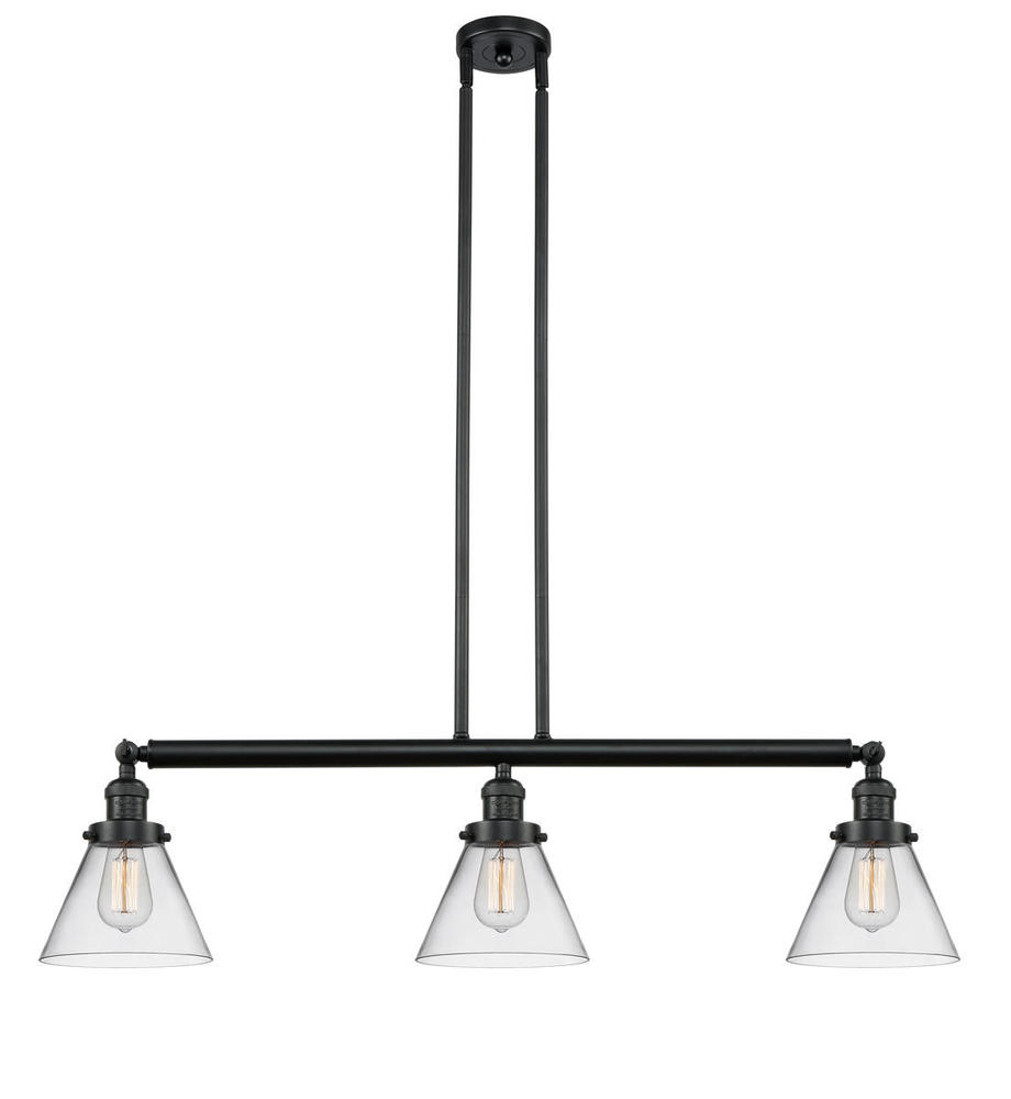 Cone - 3 Light - 40 inch - Matte Black - Stem Hung - Island Light