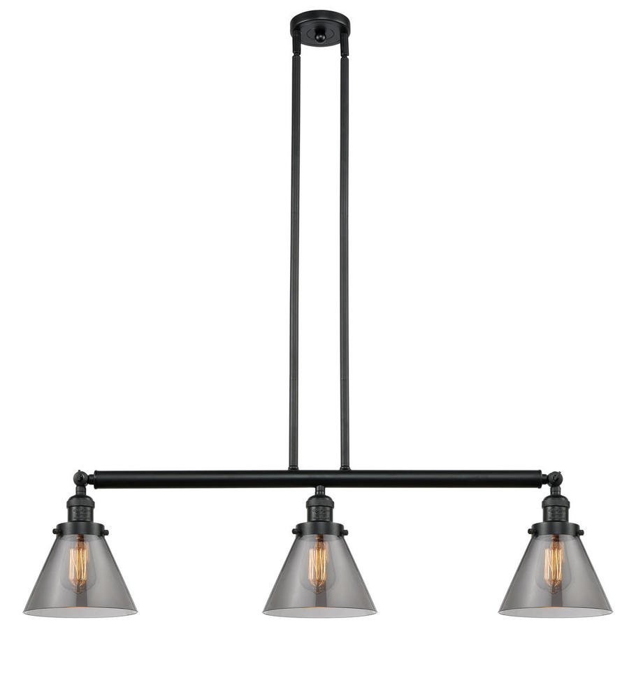 Cone - 3 Light - 40 inch - Matte Black - Stem Hung - Island Light