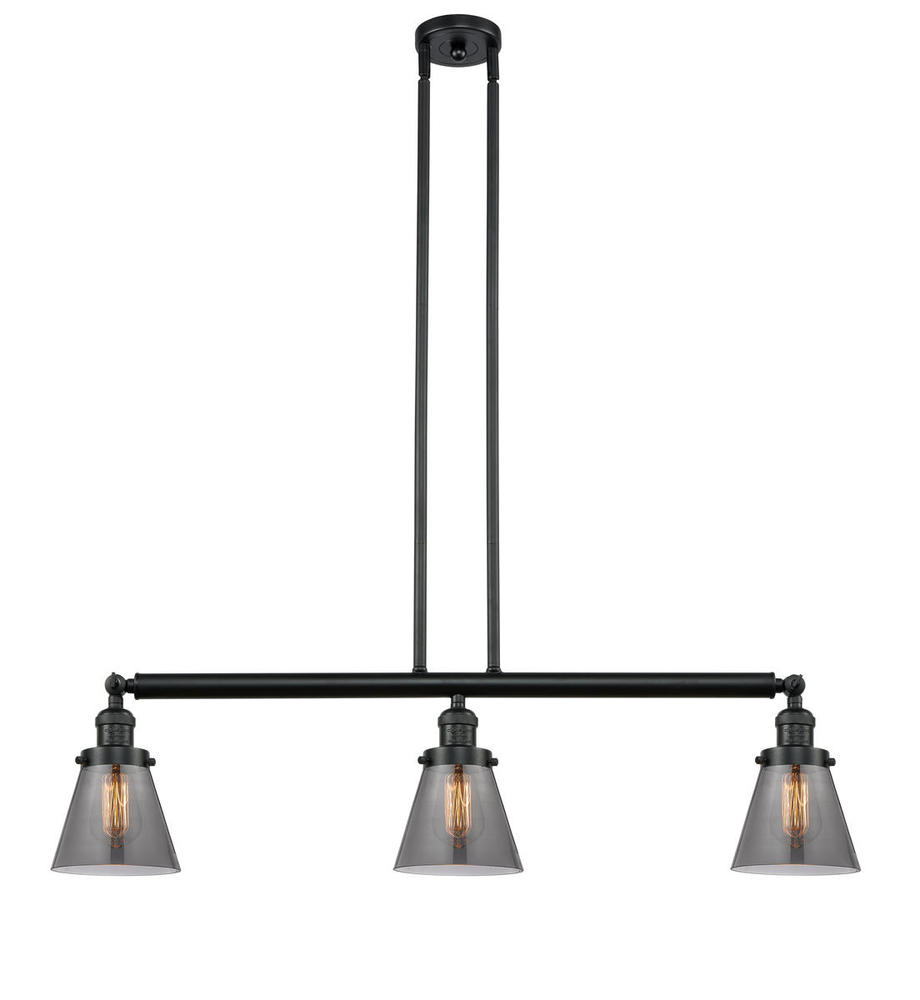 Cone - 3 Light - 39 inch - Matte Black - Stem Hung - Island Light