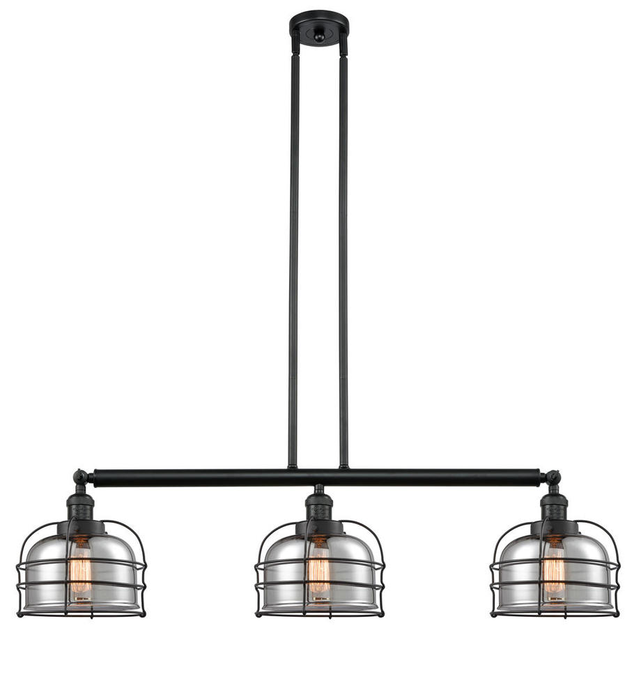 Bell Cage - 3 Light - 42 inch - Matte Black - Stem Hung - Island Light