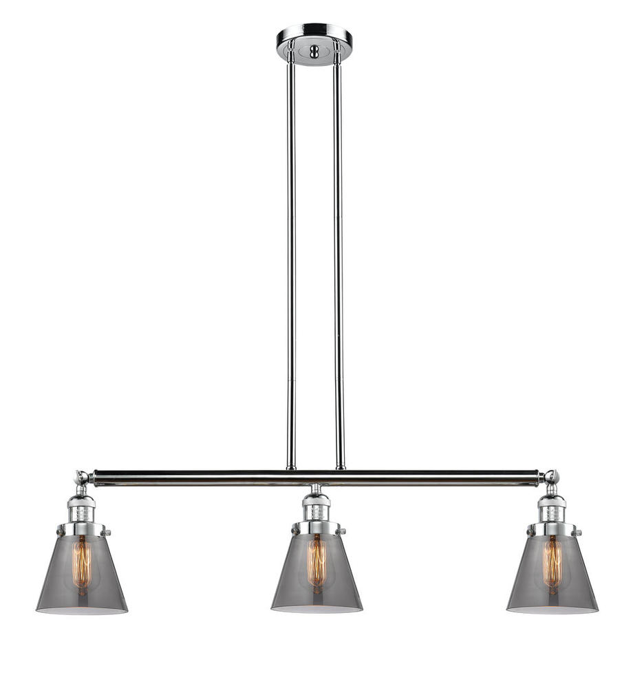 Cone - 3 Light - 39 inch - Polished Chrome - Stem Hung - Island Light