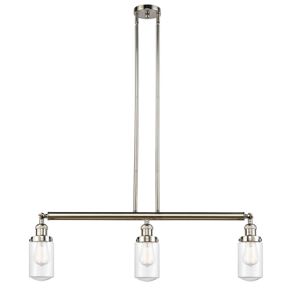 Dover - 3 Light - 37 inch - Polished Nickel - Stem Hung - Island Light