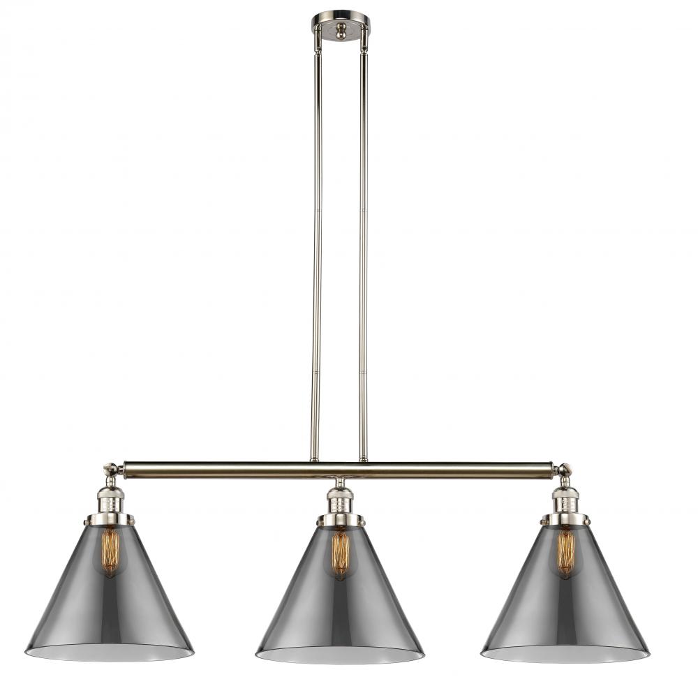 Cone - 3 Light - 44 inch - Polished Nickel - Stem Hung - Island Light