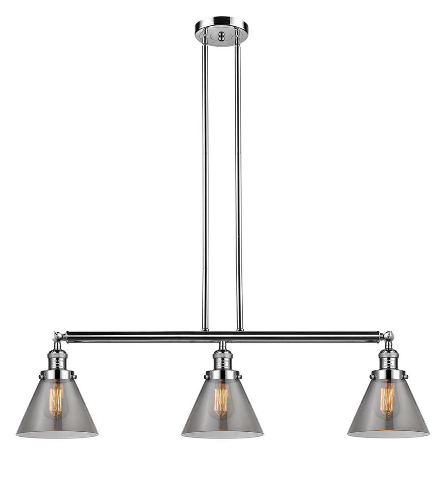 Cone - 3 Light - 40 inch - Polished Nickel - Stem Hung - Island Light