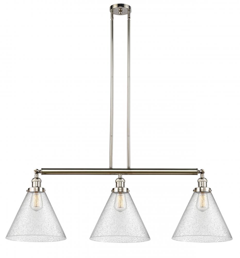 Cone - 3 Light - 44 inch - Polished Nickel - Stem Hung - Island Light