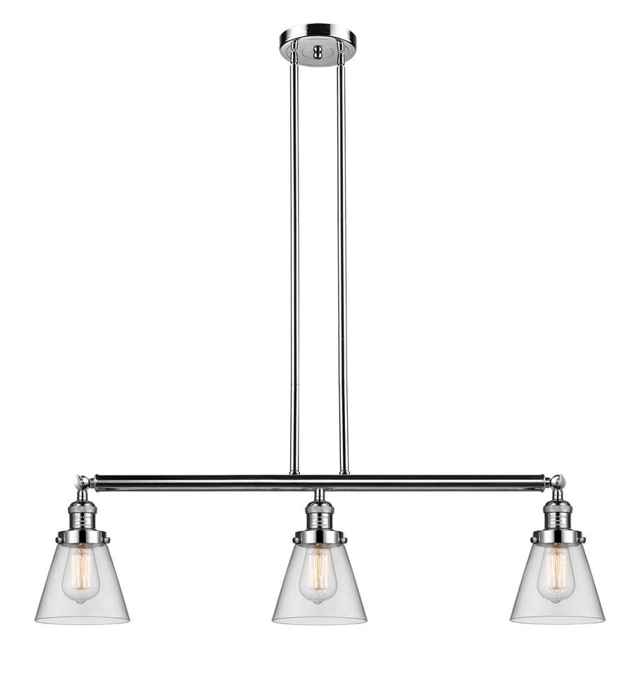 Cone - 3 Light - 39 inch - Polished Nickel - Stem Hung - Island Light