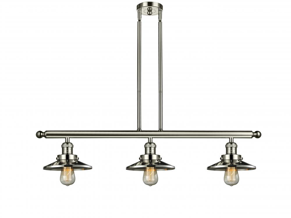 Railroad - 3 Light - 41 inch - Polished Nickel - Stem Hung - Island Light