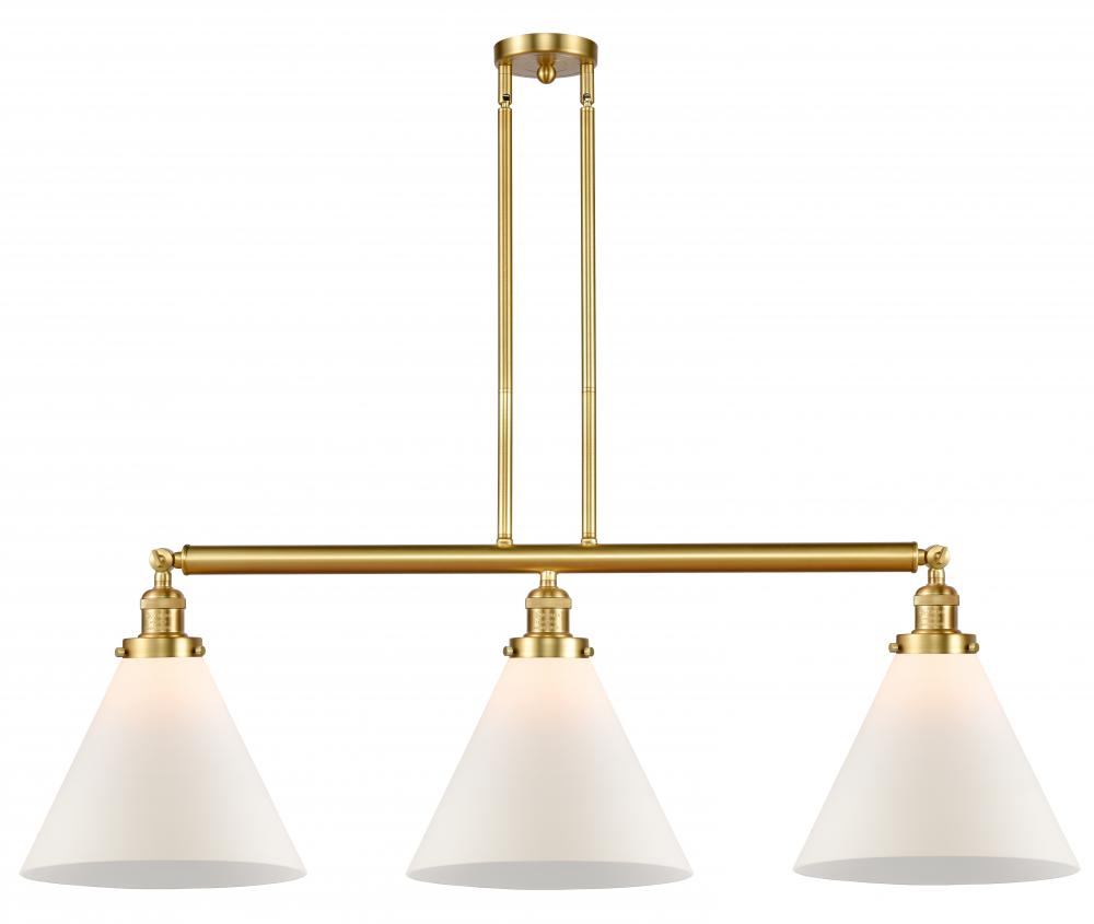 Cone - 3 Light - 44 inch - Satin Gold - Stem Hung - Island Light