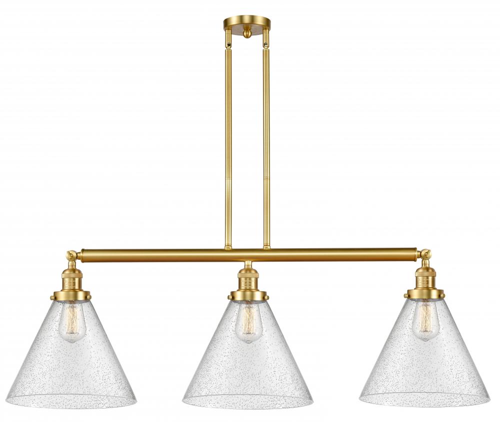 Cone - 3 Light - 44 inch - Satin Gold - Stem Hung - Island Light