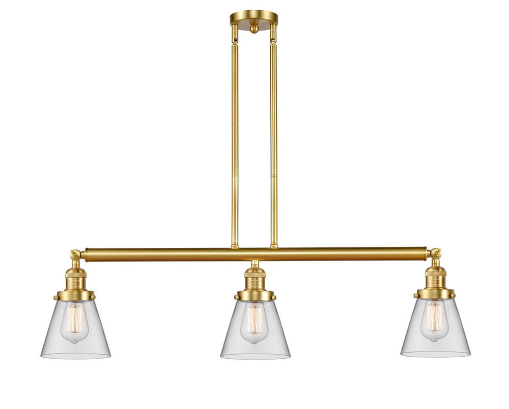 Cone - 3 Light - 39 inch - Satin Gold - Stem Hung - Island Light